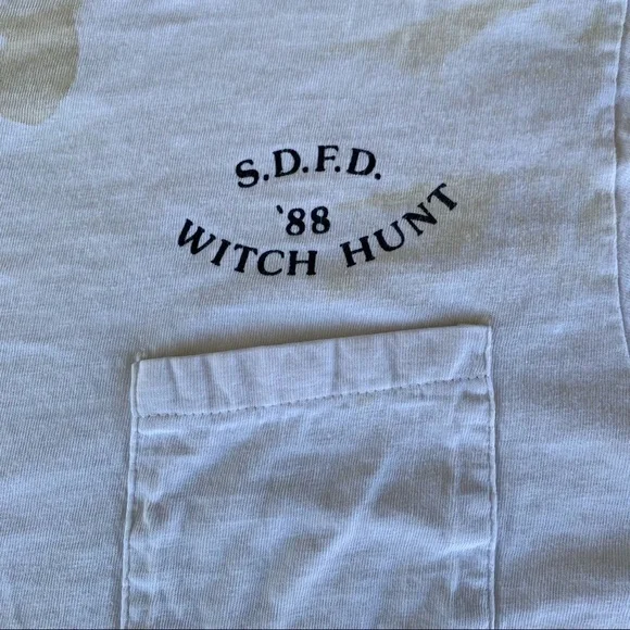 VTG Thrashed Hanes Beefy Tee 80s San Diego Fire Department Tee Single Stitch USA - Picture 5 of 10